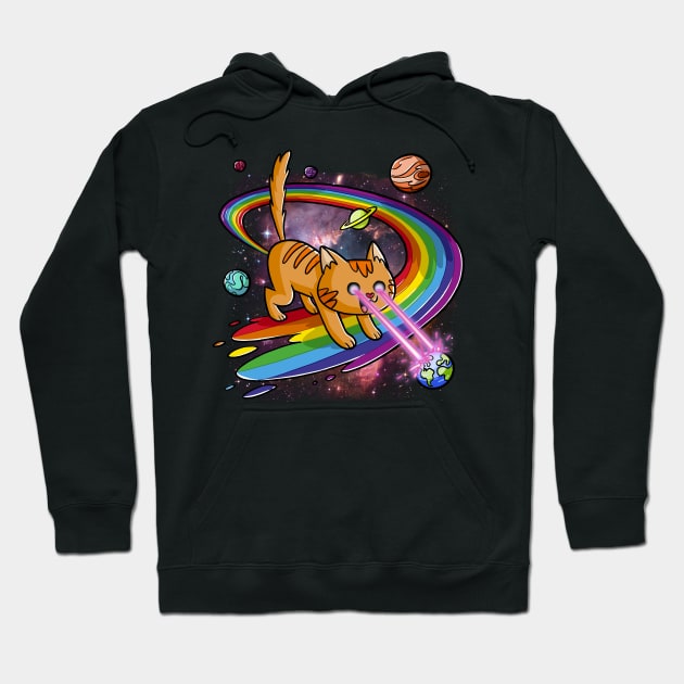 Cute Space Cat Eye Lasers and Rainbow Farts Hoodie by Juandamurai